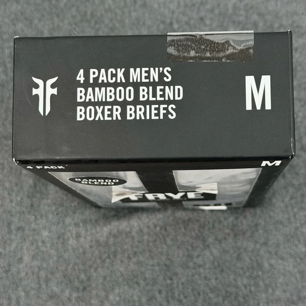 FRYE Bamboo Blend Boxer Briefs 4 Pack  NWT  Medium Black and Gray Shades - Picture 2 of 3